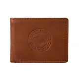 Billetera Rip Curl modelo Stapler Pu All Day, de cuero sintético color marrón, con diseño plegable y el logo de la marca grabado en relieve en el centro del frente.