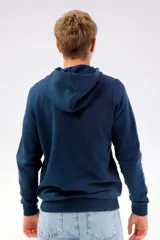 Campera con capucha y cierre frontal de Hering, color azul marino, con bolsillos tipo canguro y cordones ajustables en la capucha.