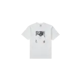 Remera blanca de manga corta Supreme colaboración con Jordan, con estampado fotográfico en blanco y negro en el pecho de The Notorious B.I.G.
