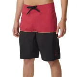 Short de baño Rip Curl Dawn Patrol con diseño de bloques de color en rojo y negro, separado por una delgada línea tostada. Cuenta con cordón ajustable en la cintura y un bolsillo lateral con solapa.