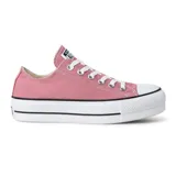 Championes Converse All Star Seasonal Ox de lona color rosa con plataforma blanca y detalles en negro.