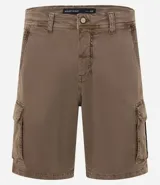 Bermuda cargo de algodón color blanco, con bolsillos laterales y traseros, cierre con botón y cremallera.