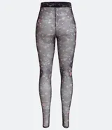 Pantalón legging de malla con cintura alta y estampado floral.