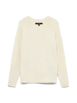 Sweater de punto con cuello redondo y mangas largas, de calce regular con puños y ruedo acanalados.