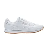 Championes Reebok Royal Glide de cuero blanco con detalles en gris y suela de goma color caramelo.