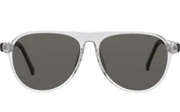 Lentes de sol Focus 16 con montura transparente de acetato y lentes polarizadas grises.