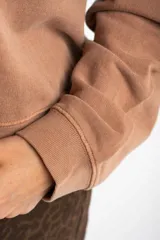Buzo lila oversize confeccionado en 100% algodón, con cuello redondo, mangas largas y puños y dobladillo acanalados. Presenta un pequeño detalle bordado en el bajo.