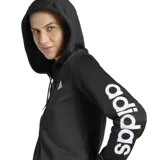 Conjunto deportivo Adidas negro, compuesto por un hoodie con capucha y un pantalón de jogging. Ambos con logo de Adidas en color blanco.