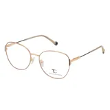 Armazón de anteojos Teresa Calandra modelo C42M, con marco metálico de diseño redondeado en color nude y patillas finas.