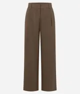 Pantalón de sastrería con corte recto, estampado pied de poule en tonos marrones, cintura con trabillas y bolsillos traseros.
