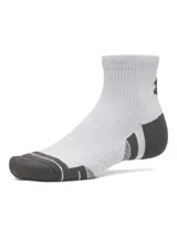 Pack de tres pares de medias deportivas cortas Under Armour Perf Tech, con amortiguación media, paneles de malla transpirable y soporte para el arco del pie. Incluye pares en color negro, blanco y gris.