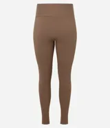 Legging deportiva de tiro alto confeccionada en microfibra acanalada, con diseño ajustado y textura acanalada.