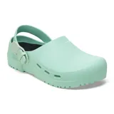 Zueco Birkenstock Birki Air 2.0, color verde menta, fabricado en poliuretano, con plantilla anatómica y correa ajustable en el talón.