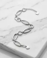 Pulsera de plata 925 con diseño de eslabones combinados redondos y ovalados.