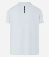 Remera deportiva de hombre en color rojo oscuro, con mangas cortas, cuello redondo y detalle de líneas negras en la manga. Confeccionada en poliéster con tecnología dry fit.