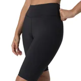 Bermuda deportiva tipo biker de tiro alto, color negro, con ajuste ceñido al cuerpo.