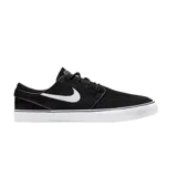 Championes de skate Nike SB modelo Zoom Janoski OG, color negro con el logo swoosh bordado en blanco y suela de goma vulcanizada blanca.
