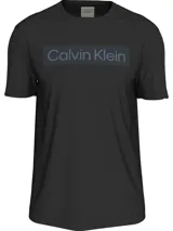 Remera negra de algodón con cuello redondo y mangas cortas. Estampado frontal con el logo de Calvin Klein en color gris.
