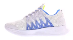Championes deportivos Push modelo Kore, color gris con detalles en azul en el interior y estructura lateral semitransparente. Presentan cierre con cordones, puntera reforzada y suela de goma con relieve.