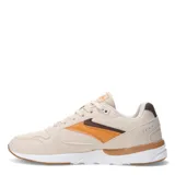 Championes urbanos N+ Alberca acordonados, color beige con detalles en azul y negro, con suela blanca y logo de la marca en el lateral.