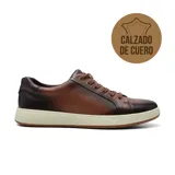 Zapato casual Hi-Tec Jey de cuero color marrón con cordones y suela blanca.