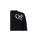 Sweater de punto negro Off-White con cuello redondo y diseño holgado, con detalle de la inscripción 'Off.' en color blanco bordada en el pecho.