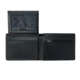 Billetera negra de cuero con protección RFID y logo metálico de Rip Curl.