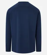 Remera deportiva negra de poliéster con tecnología Dry, cuello redondo, manga larga y estampa lettering en el pecho.