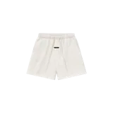 Short de felpa Fear of God Essentials color gris claro melange, con cintura elástica con cordón ajustable largo y detalle de etiqueta de goma en el centro de la cintura.