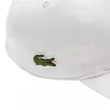Gorro de béisbol blanco de algodón, con logo de Lacoste bordado en el lateral y parche con el logo de Lacoste y Rolex Paris Masters en el frente.