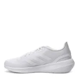 Championes Adidas Run Falcon 3, color blanco con las tres tiras características de la marca en los laterales.