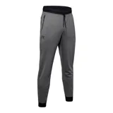 Pantalón de jogging Under Armour modelo Sportstyle Tricot, color gris oscuro jaspeado, con cintura elástica con cordón de ajuste, puños acanalados negros y bolsillos laterales con cierre.