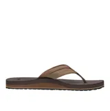 Ojotas Sanuk modelo Ziggy, color marrón, con entresuela de alta amortiguación y correas de cuero sintético con forro textil suave.