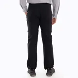 Pantalón de trekking color negro, diseño desmontable que permite convertirlo en short. Cuenta con cintura elástica con cinturón ajustable, bolsillos laterales con cierre y ajuste elástico en los tobillos.