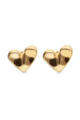 Pendientes con forma de corazón pequeño y acabado pulido, fabricados en aleación de metales con baño de oro de 18 quilates.