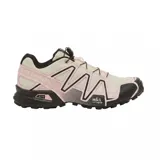 Championes de trail running Salomon Speedcross 3, con diseño técnico en colores crema y rosa. Presentan sistema de ajuste rápido Quicklace, refuerzos laterales y suela Contagrip de alta tracción para terrenos irregulares.