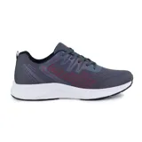 Championes deportivos American Sport Fluke, color gris con detalles en rojo, suela blanca y cordones negros.