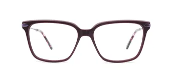 Armazón para lentes Triveo 203/54 col 03, de acetato color borgoña, con forma rectangular y patillas estampadas.