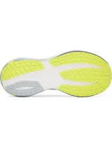 Championes de running Under Armour W Velociti Distance, color blanco con detalles en gris, azul y verde lima, con amortiguación HOVR+.