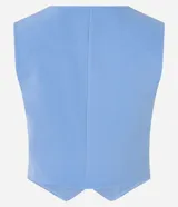 Chaleco slim color marrón, confeccionado en crepé, con escote en V y abotonado frontal.