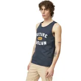 Musculosa azul con estampado frontal con la palabra "Future" en la parte superior, un logo de Element Skateboard Projects en el centro y la palabra "Nature" en la parte inferior.