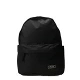 Mochila urbana de tela color azul marino, con compartimento principal con cierre, bolsillo frontal con cierre y etiqueta de la marca Push en la parte inferior.