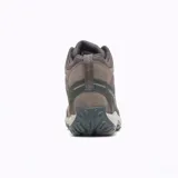 Bota de senderismo Merrell modelo Accentor 3 Mid WP, diseñada con una combinación de piel de ante y malla transpirable. Cuenta con puntera protectora de goma, sistema de cierre con cordones y suela con tacos profundos para mayor tracción en terrenos irregulares.