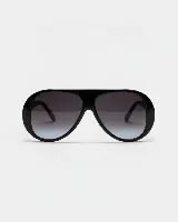 Lentes de sol estilo aviador con armazón de policarbonato en tono ámbar translúcido y cristales degradados en tonos marrones. Cuentan con protección UV400.