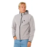 Campera Rip Curl Anti Series Elite de color gris, con capucha ajustable, cierre frontal y bolsillos con cierre. Cuenta con detalles en color negro en los cierres, cordones y bordes de las mangas.