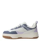 Championes urbanos de mujer Miss Carol modelo FORNI, color blanco con detalles en gris y lila, con suela chunky color caramelo.