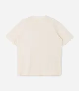 Remera de algodón color beige con cuello redondo, mangas cortas y corte holgado. Presenta un estampado frontal con la frase 'Cosmic Dream' rodeada por un diseño de estilo bandana.