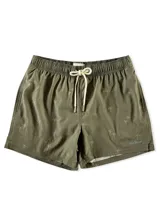 Short de baño color gris con estampado de palmeras, cintura elástica con cordón ajustable y tres bolsillos.