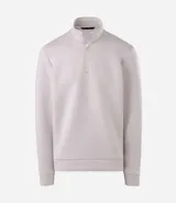 Buzo masculino de cuello alto con cierre frontal parcial, manga larga y puños ajustados. Confeccionado en tejido técnico de tacto suave.