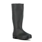 Bota de lluvia West de caña alta, color negro, fabricada en material impermeable con suela de goma antideslizante y logo de la marca grabado en el lateral.